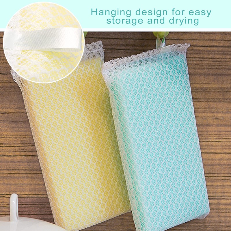 Individually Wrapped Sponge, Kitchen Dishwashing Sponge Multi-Purpose Mesh Net Scouring