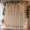 EMHOLDBU Champagne Tulle Backdrop Curtain with Lights String10x8ft Sheer Drapes