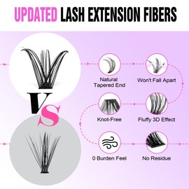 Pawotence Eyelash Extension Kit Cluster Lashes Individual Cluster 9-16mm Lash Extension Kit with Lash Bond and Seal, Lash Tweezers for Self Use,280pcs Individual Eyelashes Kit (30D-40D KIT)