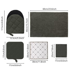 Kitchen Set Pack of 10, Oven Mitts Pot Holders Pad and Towel Set, Cute Kitchen Starter Set, Short Oven Mitts and Kitchen Hand Towels and Dish Cloths Sets, for Baking Grilling Barbecue Microwave