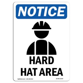 OSHA Notice Sign - Hard Hat Area Sign with Symbol | Vinyl Label Decal | Protect Your Business, Construction Site, Warehouse | Made in The USA