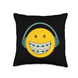 SMILE BRACE FACE Orthodontic Orthodontist Orthodontal Throw Pillow