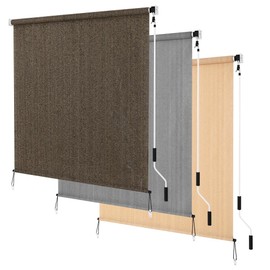 KELIXU Patio Shades Roll Up Outdoor Blind, 6’ W x 8’ H Cordless Sun Shade Privacy Screen with 90% UV Protection Exterior Roller Shade Cloth for Porch Pergola Backyard Windows Balcony, Mocha