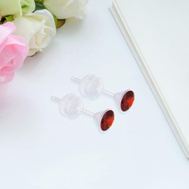 12 Pairs Plastic Earrings for Sensitive Ears, Plastic Post Earrings for Women, Birthstone Cubic Zirconia Stud Earrings Set 3mm (3MM)