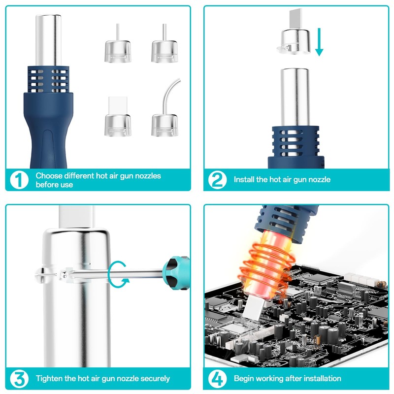 BK858S Portable Hot Air Soldering Station with Digital Display, Adjustable