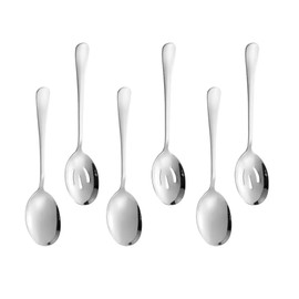 BAIYSFFG 6 Pcs Serving Spoons Large Stainless Steel Buffet Serving Spoon Long Handle Soup Spoons Cooking Spoon Kitchen Tool for Serving Kitchen Cooking Restaurant Banquet