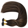 Moresoo Keratin Hair Extensions Balayage Darkest Brown With Light Brown