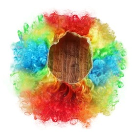 AUOCATTAIL Crazy Hair Day Accessories for Women Man, Clown Rainbow Wig for Adults Holiday Funny Wigs Costume