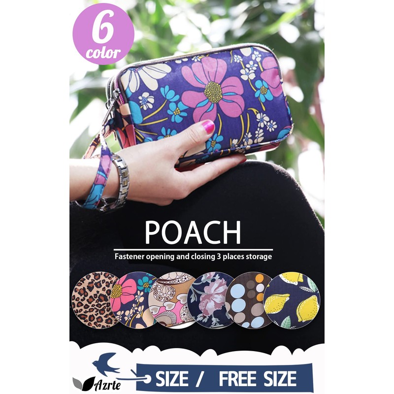 Azurte Pouch, 6 Colors, Women's, Bag-in-Bag, Multi, Small Items, Inner