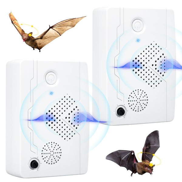 2Pack Upgraded Battery Operated Bat Repellent for Attic, Ultrasonic Bat