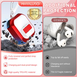 MHYALUDO for AirPods 4th Generation Case Cover, Dual-Color Design with Automatic Pop-Up Lid, Includes Cleaning Tool, Durable and Shockproof for AirPods 4 Case 2024, White/Red