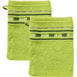 Erwin Müller Wash Mitt, Wash Cloth, Pack of 2, Achern, 500 g/m², Quick-Drying, Extra Absorbent, Size 16 x 21 cm, Green