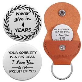 Ukodnus 4 Year Sobriety Coin, Four Years Sober, Recovery Token, Sober for Him, AA Recovery Medallion Chip, Unique 12 Step Gifts, NA Addiction Recovery Gift
