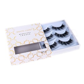 Arison Lashes, False Eyelashes, 3D Artificial False Eyelashes, 3 Pairs, Reusable, Ultra-Thin, 3D Fibre, Natural-Looking, Voluminous Look
