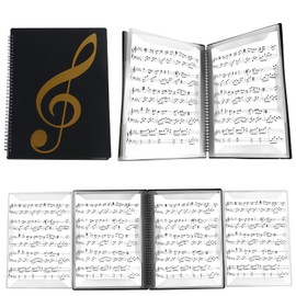HSHGZSR Sheet Music Folder Expand Piano Sheet 4 Pages Elegant Spiral Music Binder Organizer Music Binder Writable Choir Folder A4 Size for Sheet Music Storage(Black)