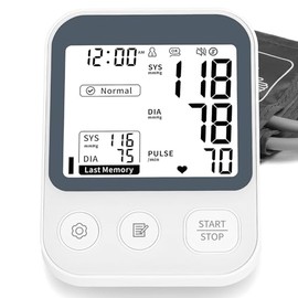 Oklar Blood Pressure Monitor Upper Arm BP Machine for Home Use 2x120 Memory Voice Broadcast Large LCD Backlit Display Adjustable Cuff 8.7"-16.5" with Storage Bag, Dark Grey