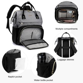 LOVEVOOK Laptop Backpack Women 17 inch, Large School Computer Bag with USB Port, Work Backpack Bags for Women for Business College Travel, Laptop Rucksack for Teacher Nurse,GreyBlack