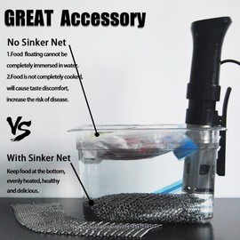 Sous Vide Weights 1LB,Food Grade 316 Stainless Steel Sinker Weight Net for Sous Vide Cooking,Reusable Sous Vide Cooking Accessory, Keep Food Submerged with 4pcs S Hooks