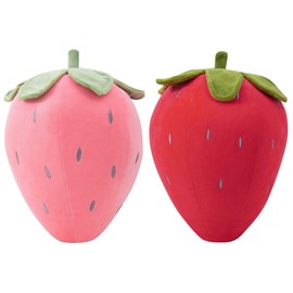 FSRONGXI 2pcs Strawberry Plush Toy Set, Cute Fruit Kids Pillow Stuffed Strawberry Plush Pillows for Girls Home Decor