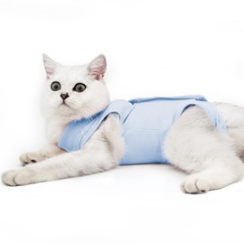 Doton Cat Contribution Surgery Wear Abdominal Wounds Skin Disease Surgery Recovery Vest Suit Regard E-Collar Alternative for Cats and Dogs After Surgery, m, blue