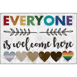 Retro Vintage Metal Tin Sign Everyone is Welcome Here Sign Poster for Home Garden Kitchen Bar Cafe Restaurant Garage Wall Decor 6x8 Inch