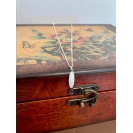 CrownOfRibbons Silver Wave Pendant Necklace, Surfboard Charm Keepsake, Unisex Style