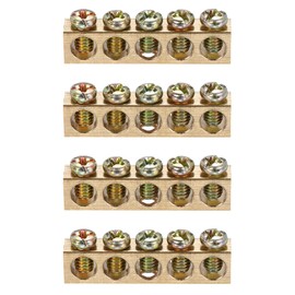 sourcing map 4 Pcs Terminal Ground Bar, 5 Positions Screw Brass Terminal Ground Bar, M4 5.5x7.5mm Screw Block Barrier Brass for Electrical Device