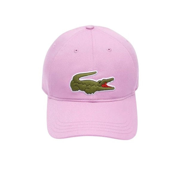 Lacoste Pink Cotton Twill Baseball Cap with Logo Adjustable One