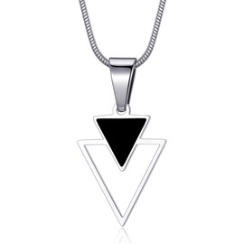 vicima Triangle Necklace for Men and Women Geometric Pendant Necklace with 22 Inches Stainless Steel Snake Chain Lapped Triangle