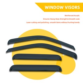 PLDDE 4pcs Window Visors Compatible with 99-16 Ford F250/F350/F450 Super Duty Super Crew Cab Front+Rear Sun/Rain Guard Outside Mount