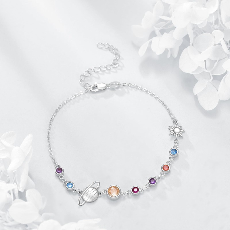 YFN Solar System Bracelet Sterling Silver Universe Planet Charm Bracelet