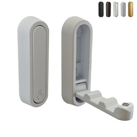ShinYue Foldable Wall Hooks Heavy Duty - Zinc Alloy Hidden Handle with Anchors/Screws, Space-Saving for Bathroom, Kitchen, Closet, 33lb Capacity, Wall Mounted (White, Count, 2)