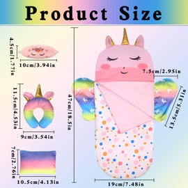 Booaee Unicorn Doll Sleeping Bag Set, 4 Pieces Doll Sleeping Bag for Baby Dolls, Doll Accessories with Sleeping Mask, U-Shaped Pillow, Square Pillow, Toy Girls for Christmas, Birthday Gift