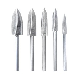 Grekywin Wood Carving Bits Set, 5pcs High Speed Steel, 3mm Shank, Straight Cut, 3-8mm Diameter, for Woodworking, DIY, Hobby