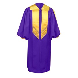 TngHui Unisex Adult Purple Choir Robes Matte Finish for Baptisms with Cuff Sleeves Size 45(5'0"-5'2")