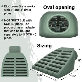 ELK Lawn Grate Yard Drain for Sump Pump and Downspout Extensions - Heavy Duty and Compatible with 3" and 4" Thin Wall Drain Pipes