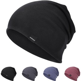 Men's Women's Lightweight Slouch Beanie Hat Soft Thin Hat Breathable Elastic Long Beanie for Spring Autumn and Winter, black