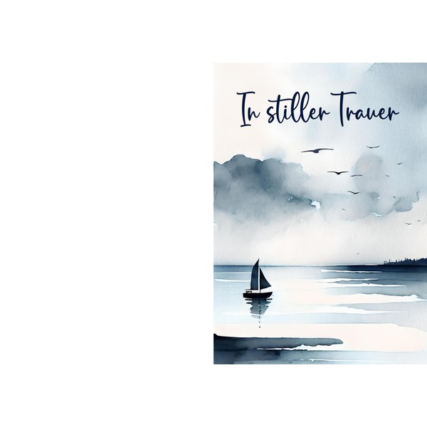 WBdesignz Sympathy Card with Envelope in Silent Mourning - Sea