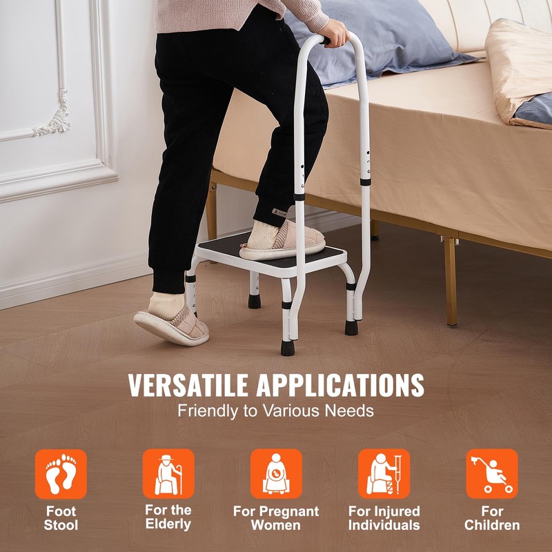 VEVOR Step Stool 1-Step 330lbs Capacity, 3 Adjustable Height with