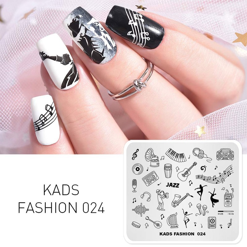 KADS Nail Art Image Stamping Plates Guitar Pattern Music Fashion