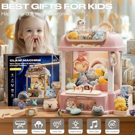 LFACHTER Remote Control Claw Machine for Kids Adults, Mini Vending Machines Candy Grabber Prize Dispenser Toys for Girls, Arcade Game Machine with Light Sounds, Birthday Gifts Toys Age 3 Years (Pink)