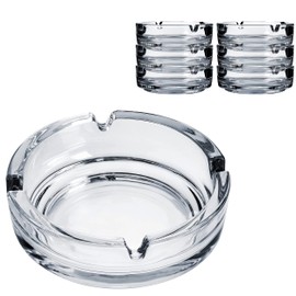 Konzept 11 - Glass Ashtray (Pack of 6) | Glass Ashtray Dishwasher Safe | Ashtray for Outdoor Use Transparent Diameter 11 cm 3.5 cm High