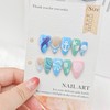 24Pcs Cute Summer Press on Nails Short Almond French Tip