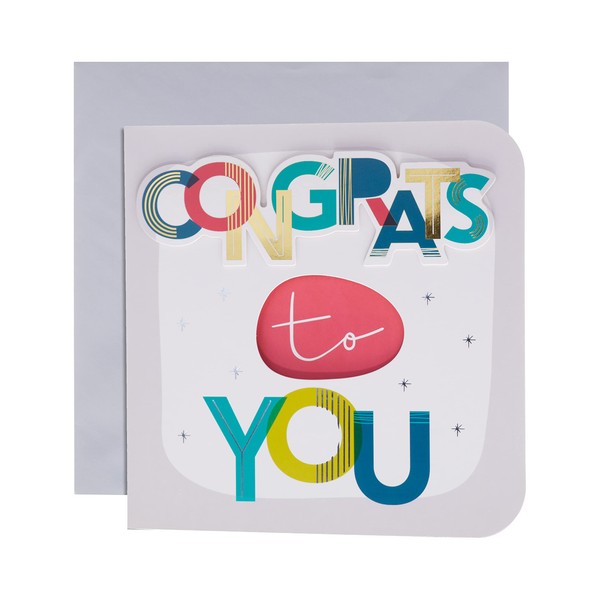 Hallmark General Congratulations Card - Contemporary Text Based Rounded Edges Design