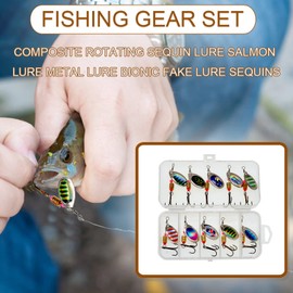 Fishing Lures, 10 Pieces Metal Spinner Bait Set, Rotating Sequins, Fishing Lures, Spoon Baits for Pike, Trout, Bass, Salmon, Bass