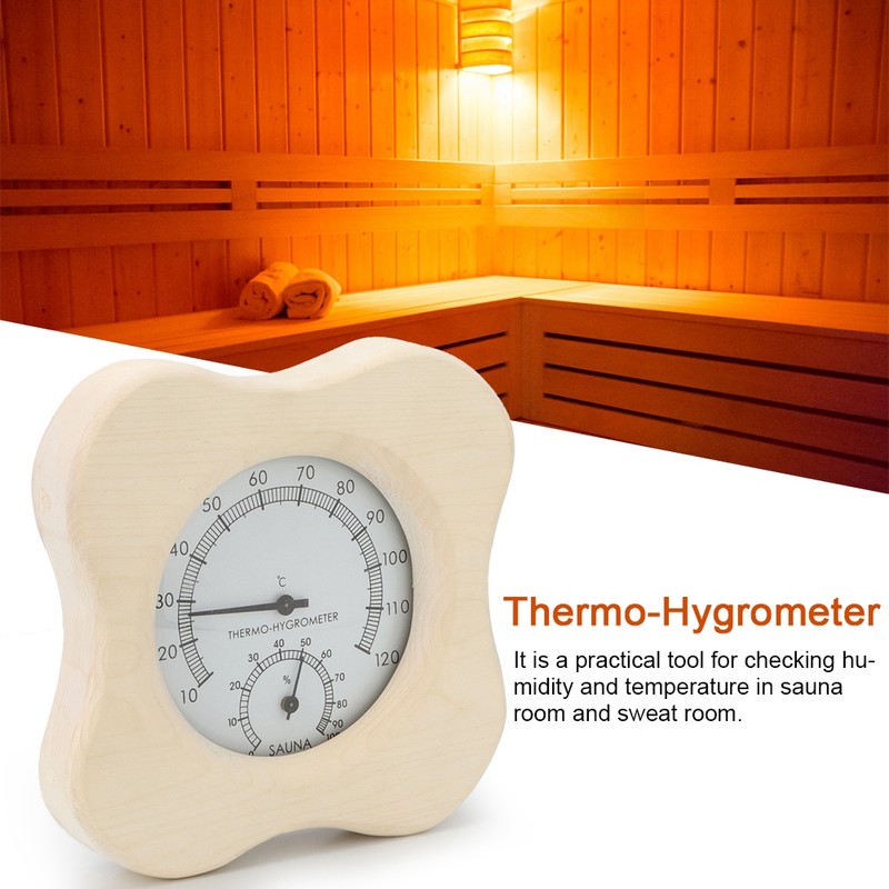 Sauna Room 2 In-1 Wood Thermo Hygrometer Thermometer Hygrometer Steam