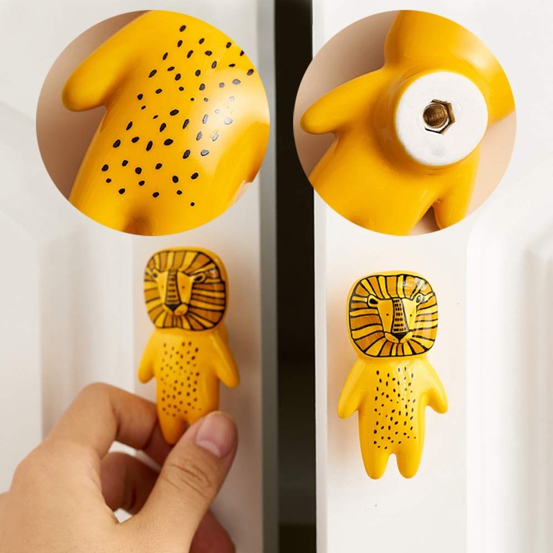YOUYOUULU 5Pcs Cute Animal Knobs Kids Handles Ceramic Knobs Children's
