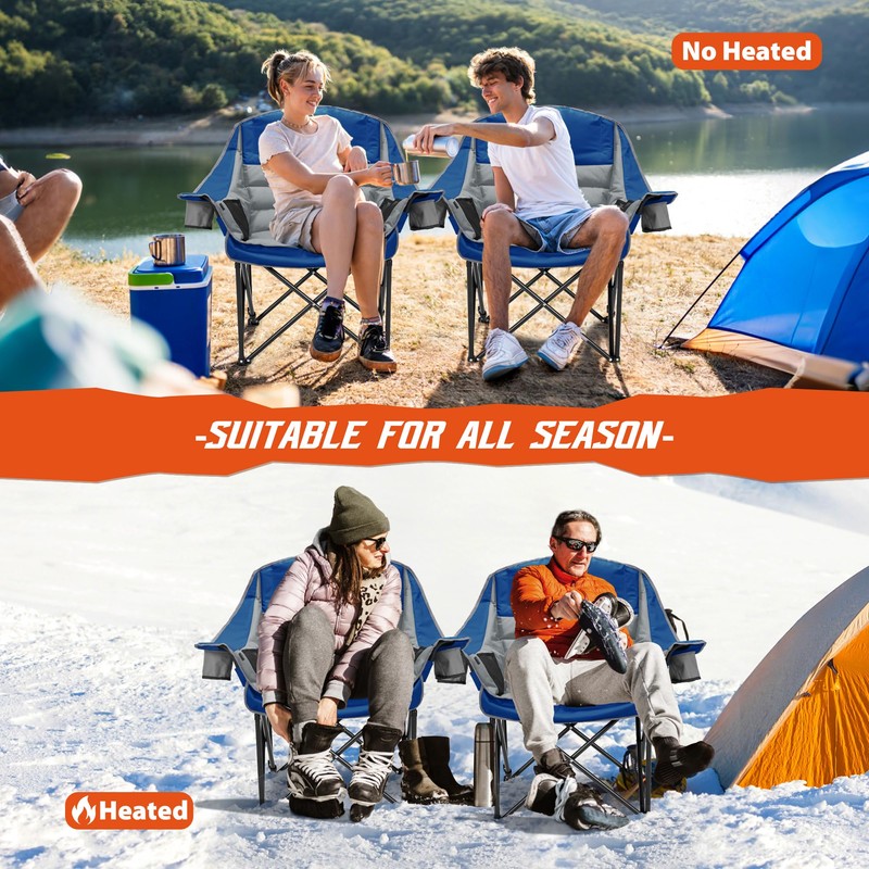 Oversized Extra Large Heated Padded Camping Chair up to 500lbs