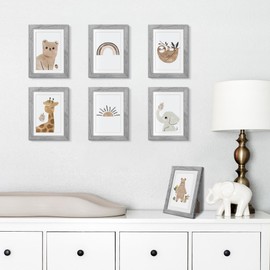 upsimples 5x7 Picture Frame Set of 10, Display Pictures 4x6 with Mat or 5x7 Without Mat, Multi Photo Frames Collage for Wall or Tabletop Display, Real Glass, Gray