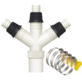 GXGM 1 x Washing Machine Drain Adapter, Drain Washing Machine Triple Thread Connection with 4 Retaining Rings, Adapter for Pipes with 20-31 mm Interface, Plastic Thread Connection